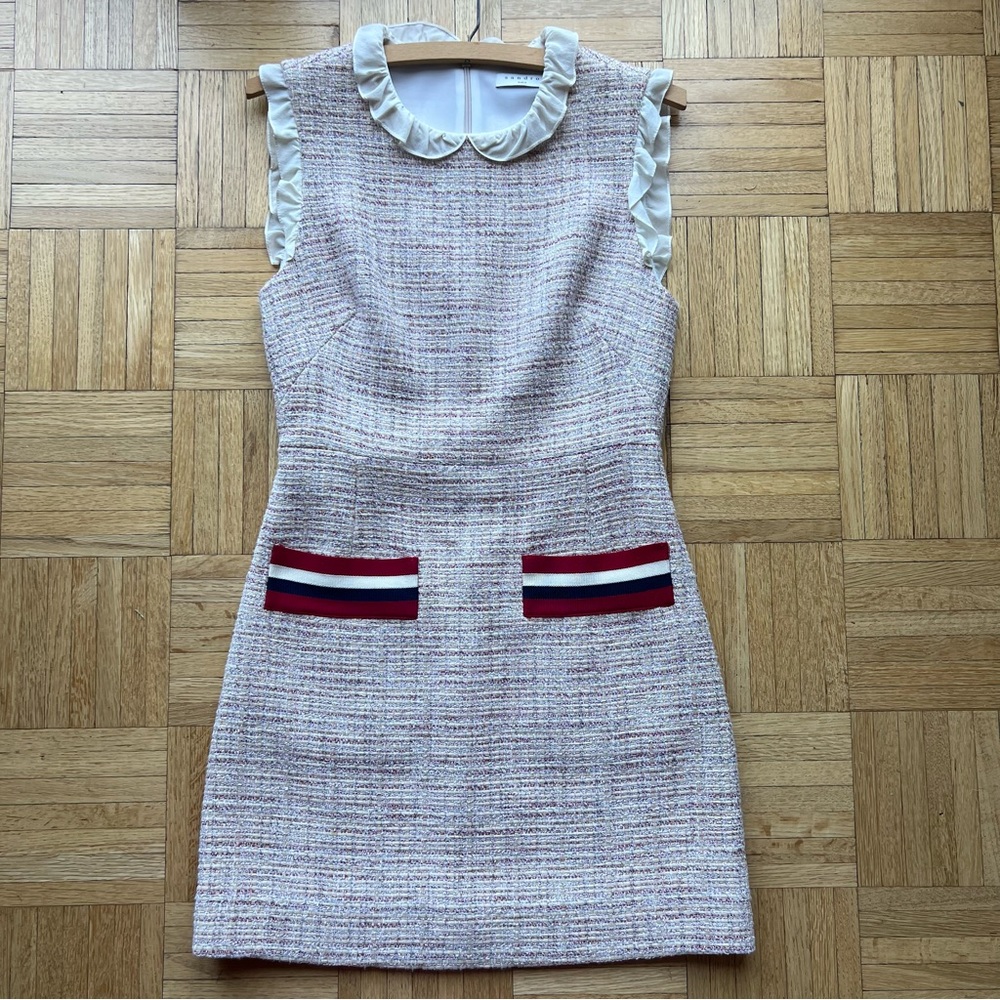 Sandro Paris Pink Tweed Mini Dress